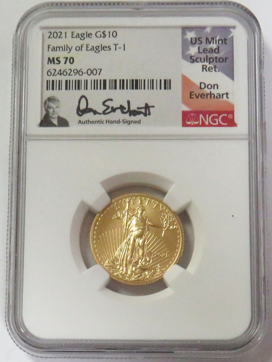 2021 T-1 GOLD $10 DON EVERHART SIGNED AMERICAN EAGLE 1/4oz NGC MS