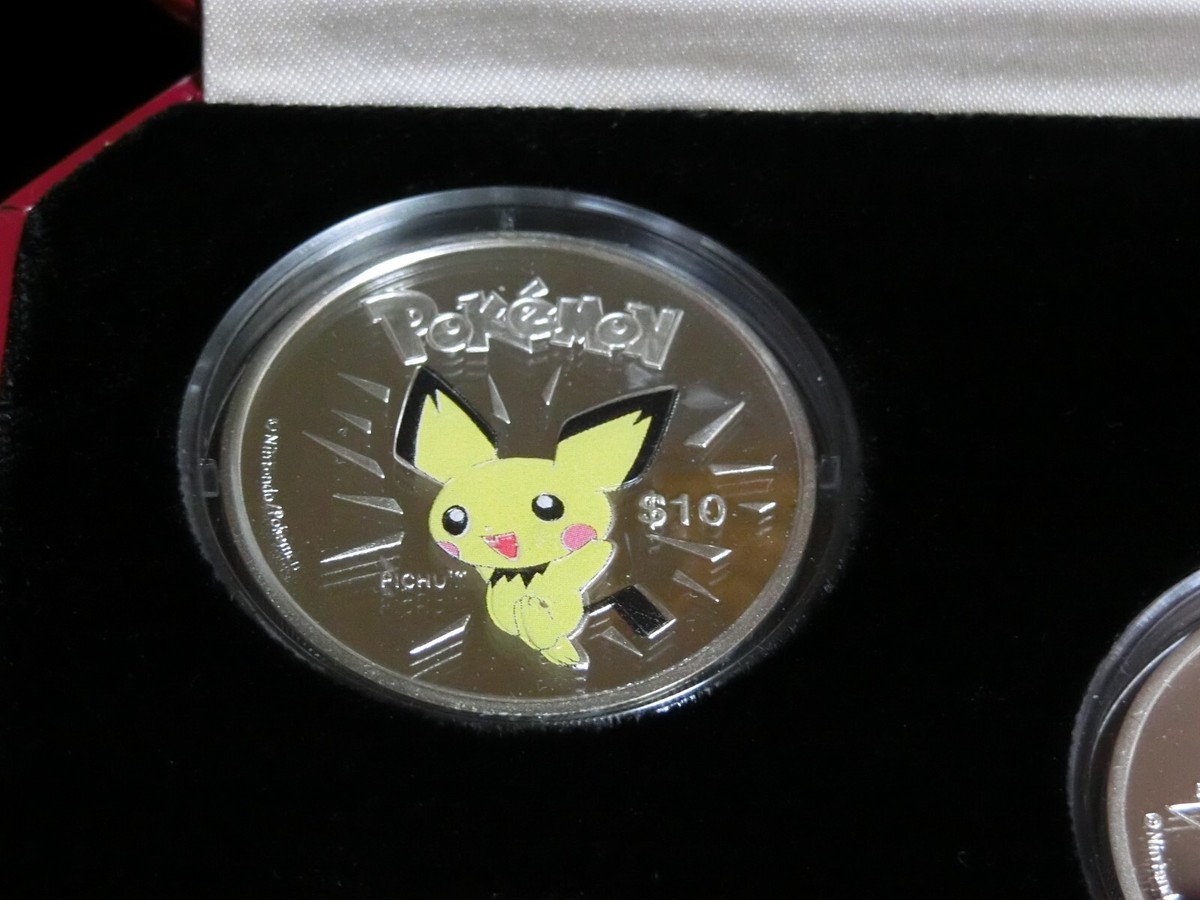 Niue 2002 Pokemon Series 10 Dollar Silver Colorized Coin with Card