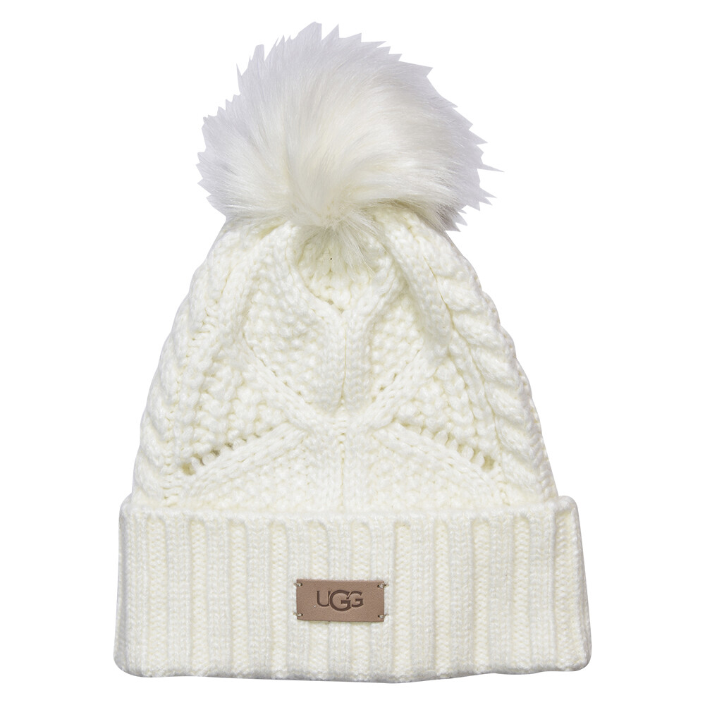 帽子 UGG Cable Beanie With Pom Cream UGG Women's Cable Knit Beanie