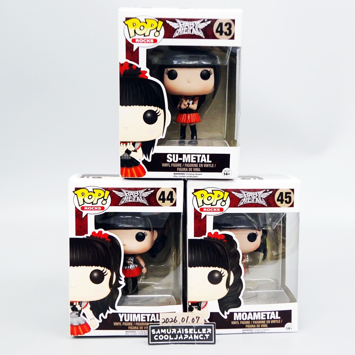 FUNKO POP! ROCKS BABYMETAL SU #43 YUI #44 MOA #45 SET OF 3 Vinyl