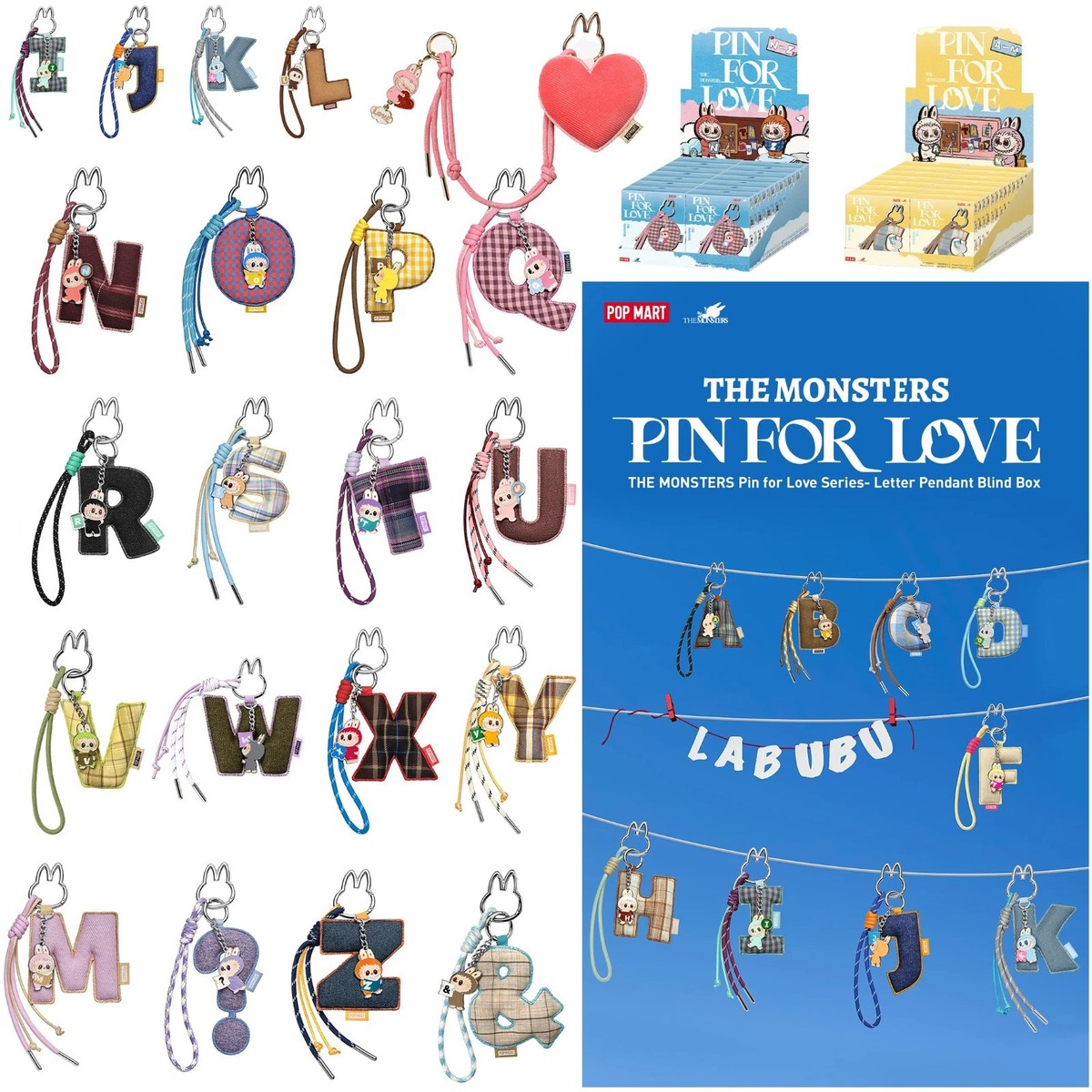 POP MART Labubu The Monsters Pin For Love Alphabet Letter Pendant