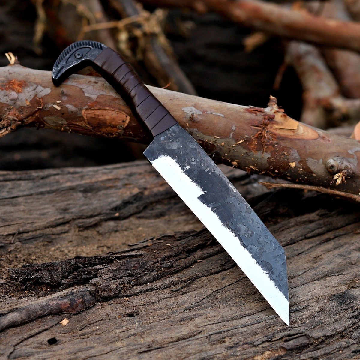 Odin's Raven Viking Knife - Hand Forged Blade, Raven Head Hilt