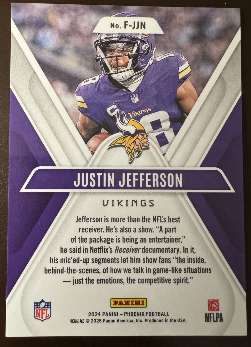 JUSTIN JEFFERSON Flex! 2024 Panini Phoenix #F-JJN Rare Insert Case