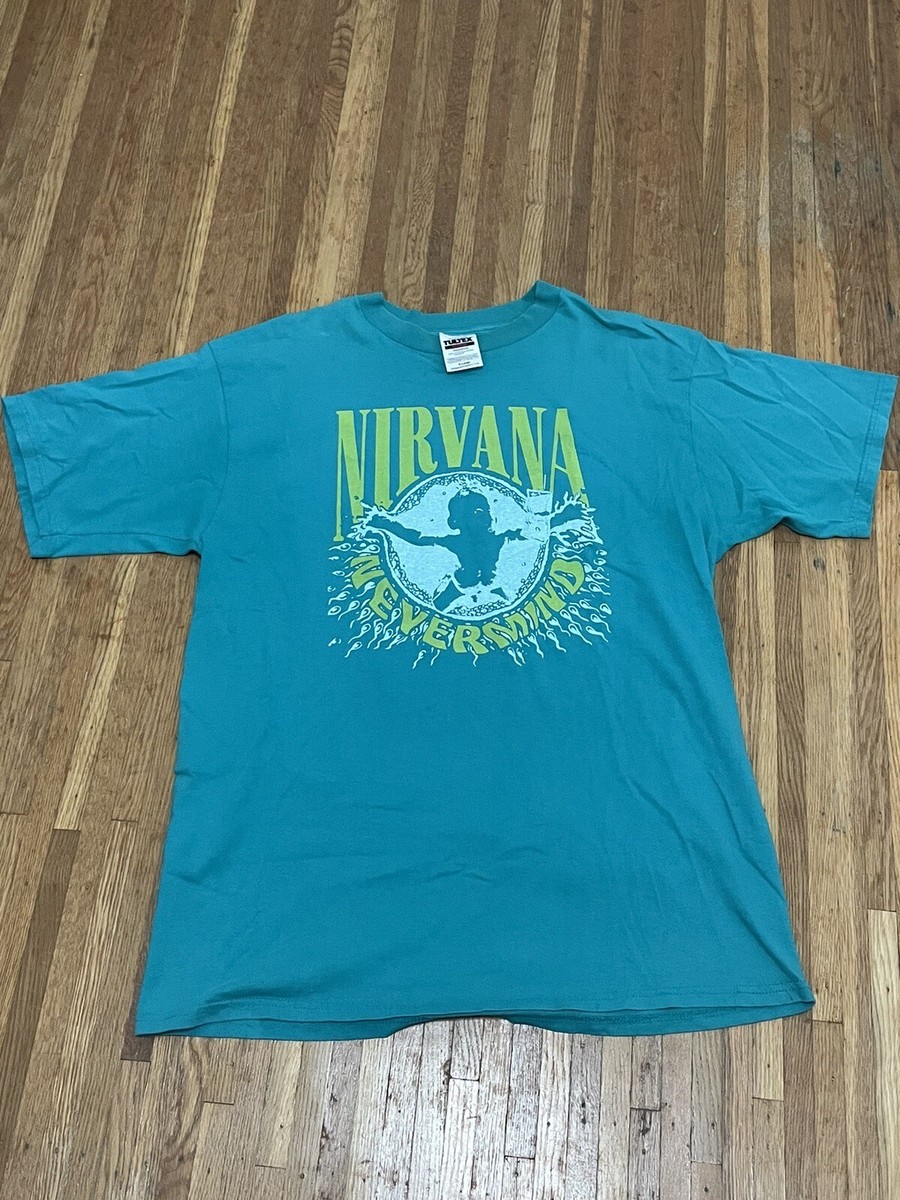 Vintage 1990's Nirvana Nevermind Shirt XL Rare Green T-Shirt
