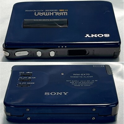 SONY WM-EX70 1990 Walkman powered Navy Cassette Player For Parts