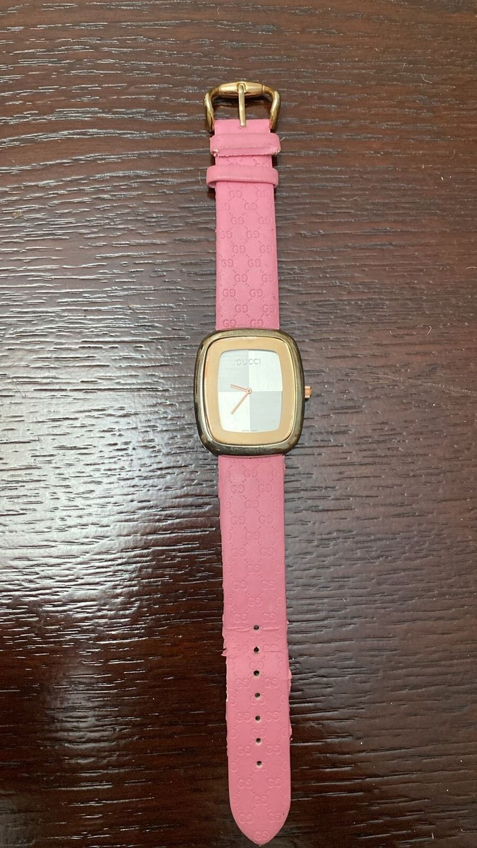 Gucci A8878 Women Quartz Watch Pink Genuine Leather Swiss Made