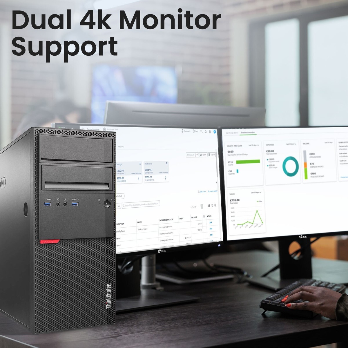 Lenovo Tower Desktop PC Intel i5-6500 64GB 2TB SSD 2TB HDD Built