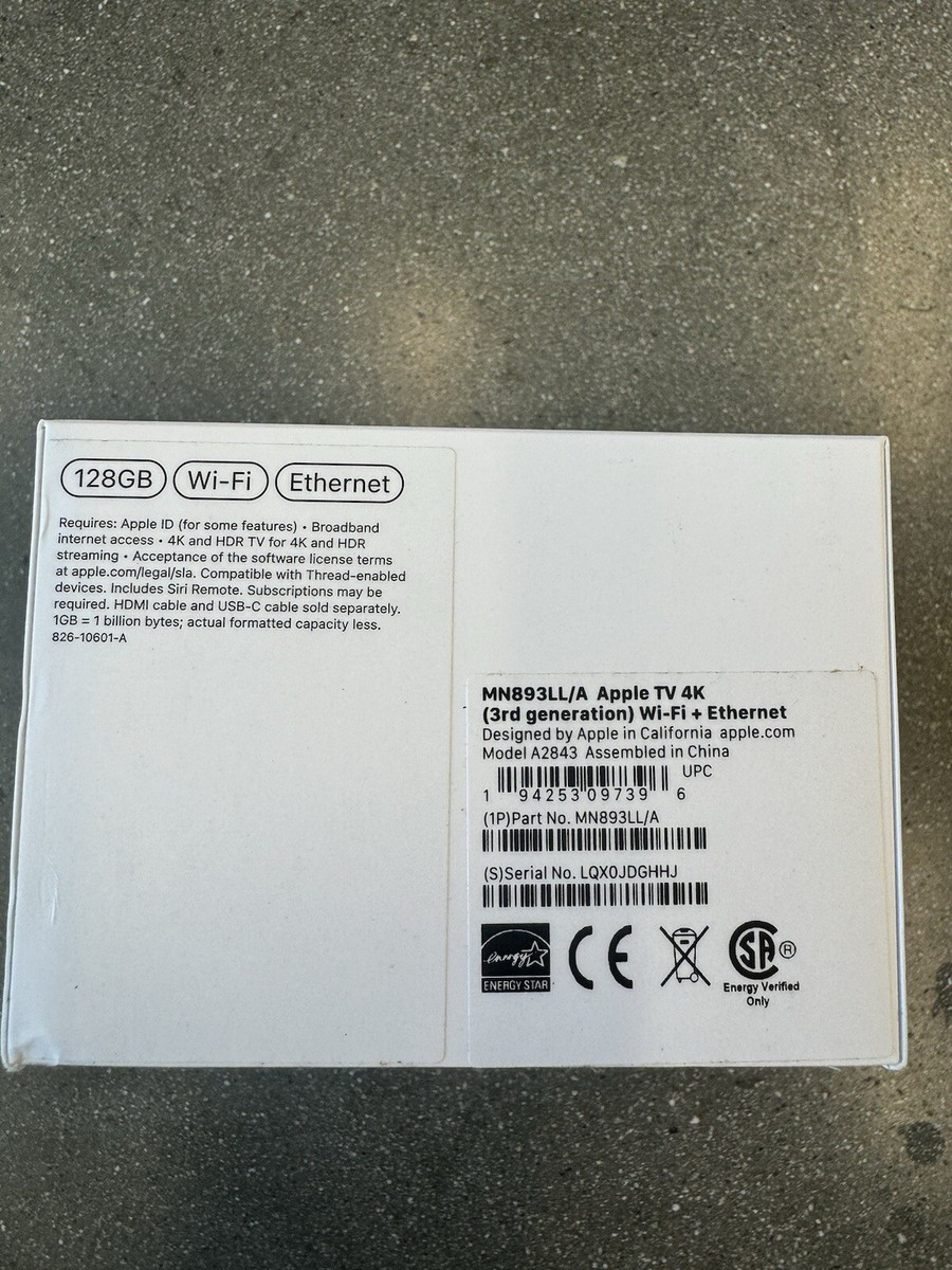 Apple TV 4K 3rd Gen. 128GB Media Streamer - Black, Wi-Fi +