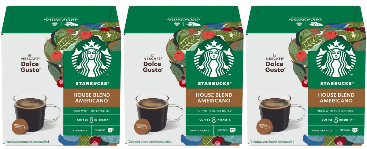 3 STARBUCKS HOUSE BLEND AMERICANO Dolce Gusto Compatible Coffee