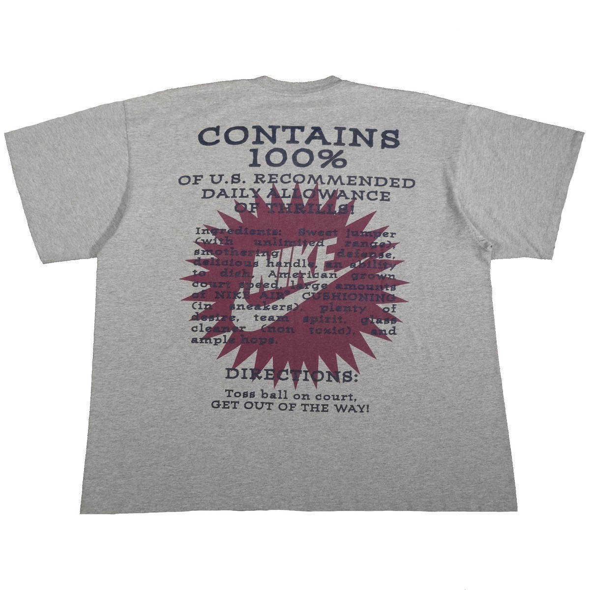 Vintage 90s Nike Basketball Shirt Big Time Player Baller Gray Tag