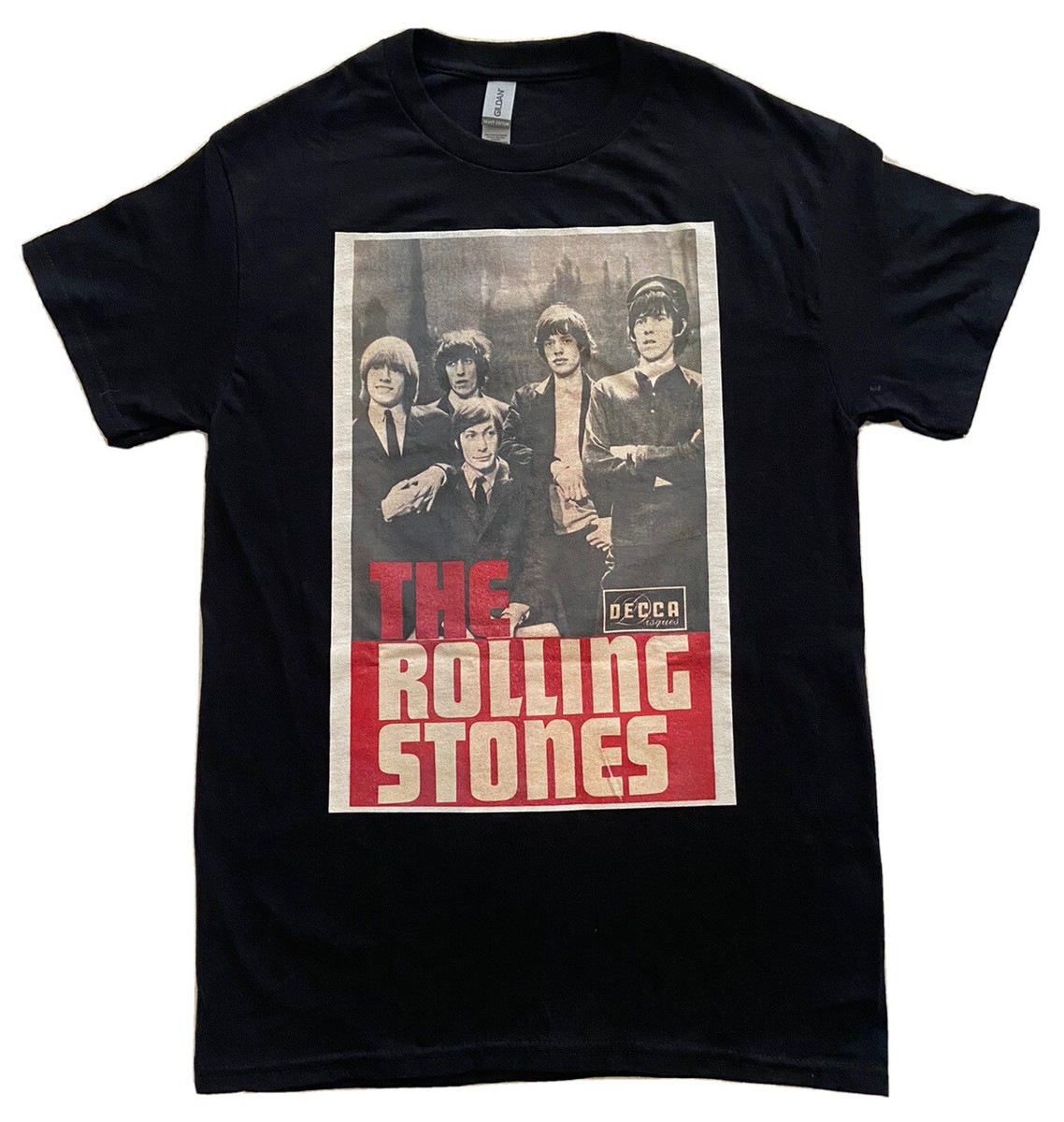 ROLLING STONES T-shirt large print 1964 photo. Great condition sz