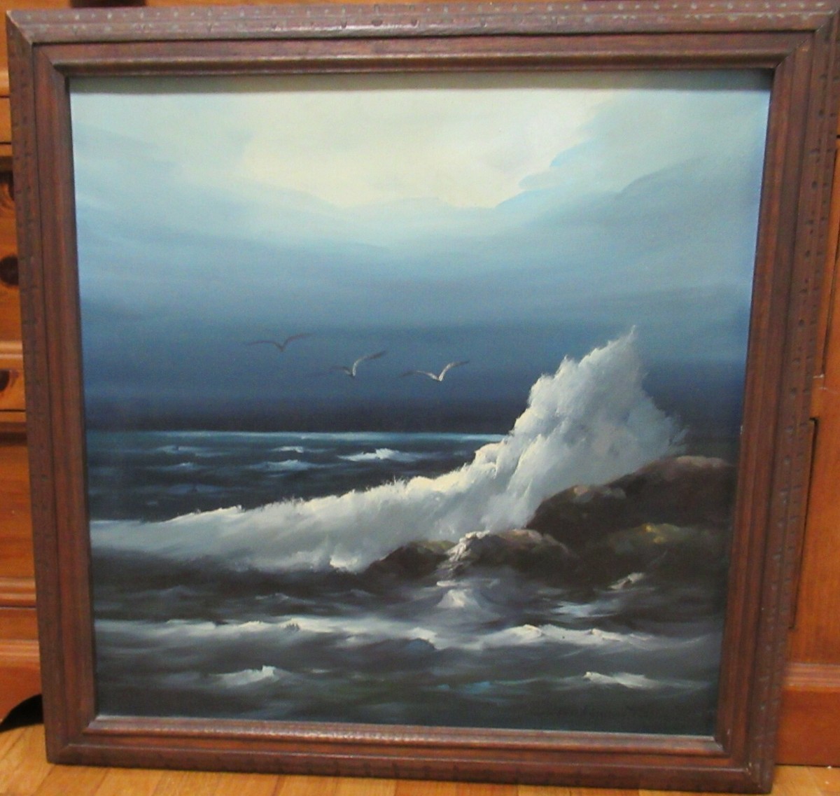 P50号】good blue(cave) 油絵 oil painting P50号】good blue(cave