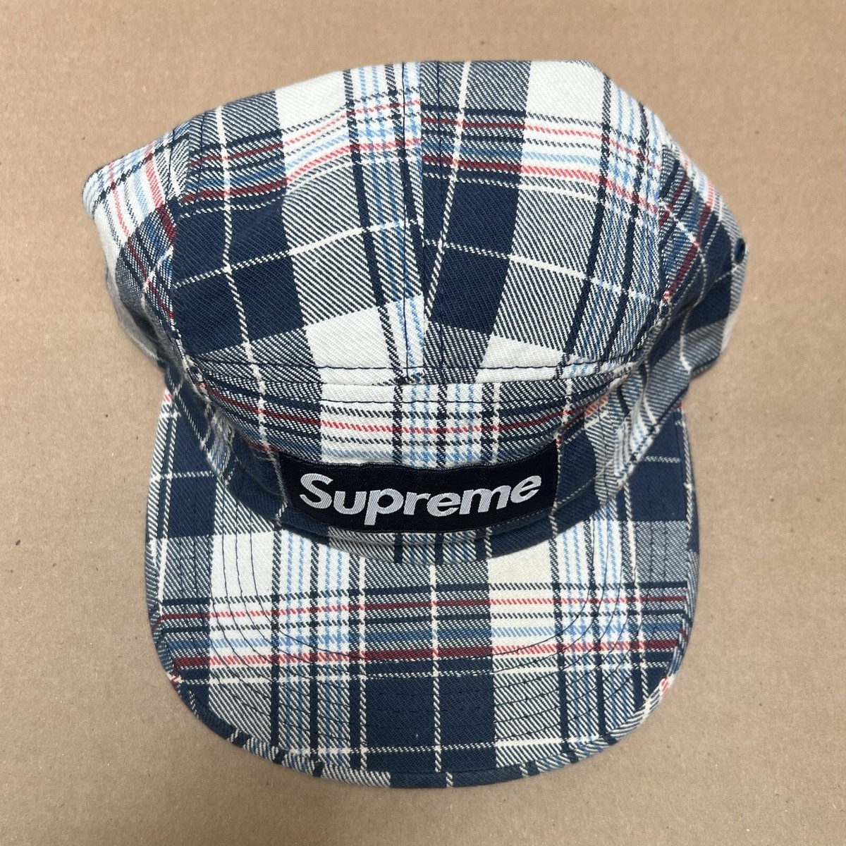 SS10 Supreme Bum Plaid 5 Panel Camp Cap Hat Navy 2010 | eBay