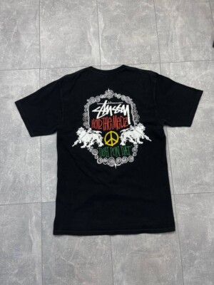 Vintage Stussy Rasta Hold The Medz Deh Pon Dat Mens Black T- shirt