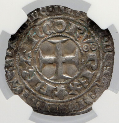 1364-1380 FRANCE King Charles V Antique VINTAGE Old Silver Blanc