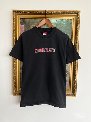 Vintage 90s Oakley Embroidery Logo Black T-shirt Sz S | eBay