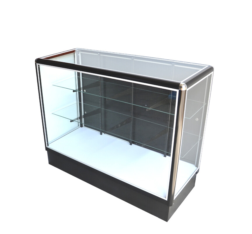 Black aluminum showcase full vision 60 inch frame shelf retail
