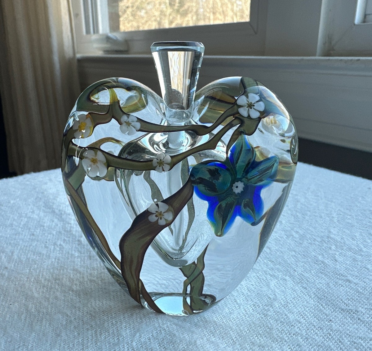 Vintage Zellique Studio Art Glass Floral Heart Shaped Perfume