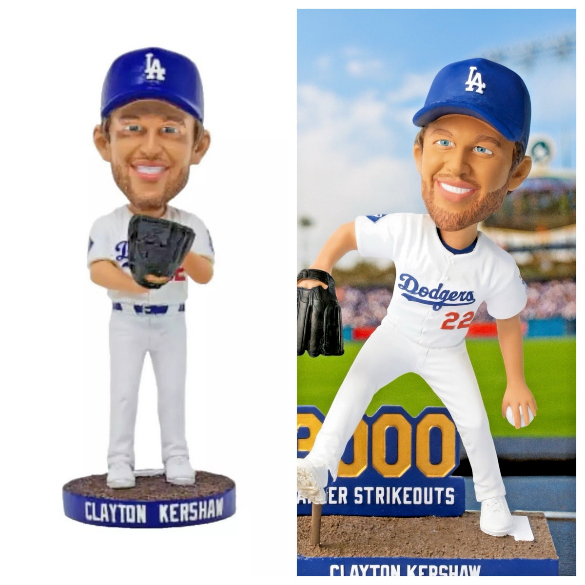 2025 and 2024 Clayton Kershaw 3000 K Strikeouts Dodgers Bobblehead