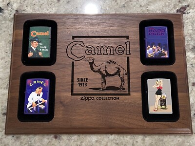 Zippo Collectible Joe Camel Lighters 1996, Set Of Four On Plaque