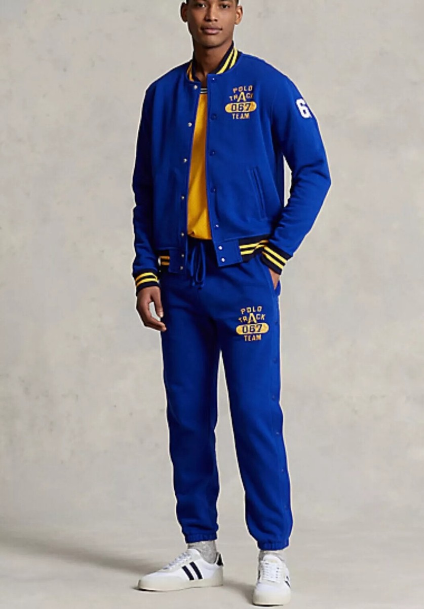 NEW Polo Ralph Lauren Track Team 67 Blue Varsity Fleece Set Jacket