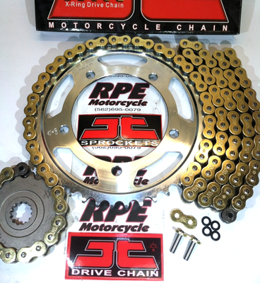 2003-2004 Kawasaki ZX6R ZX6RR JT Z3 520 Quick Accel Gold Chain and