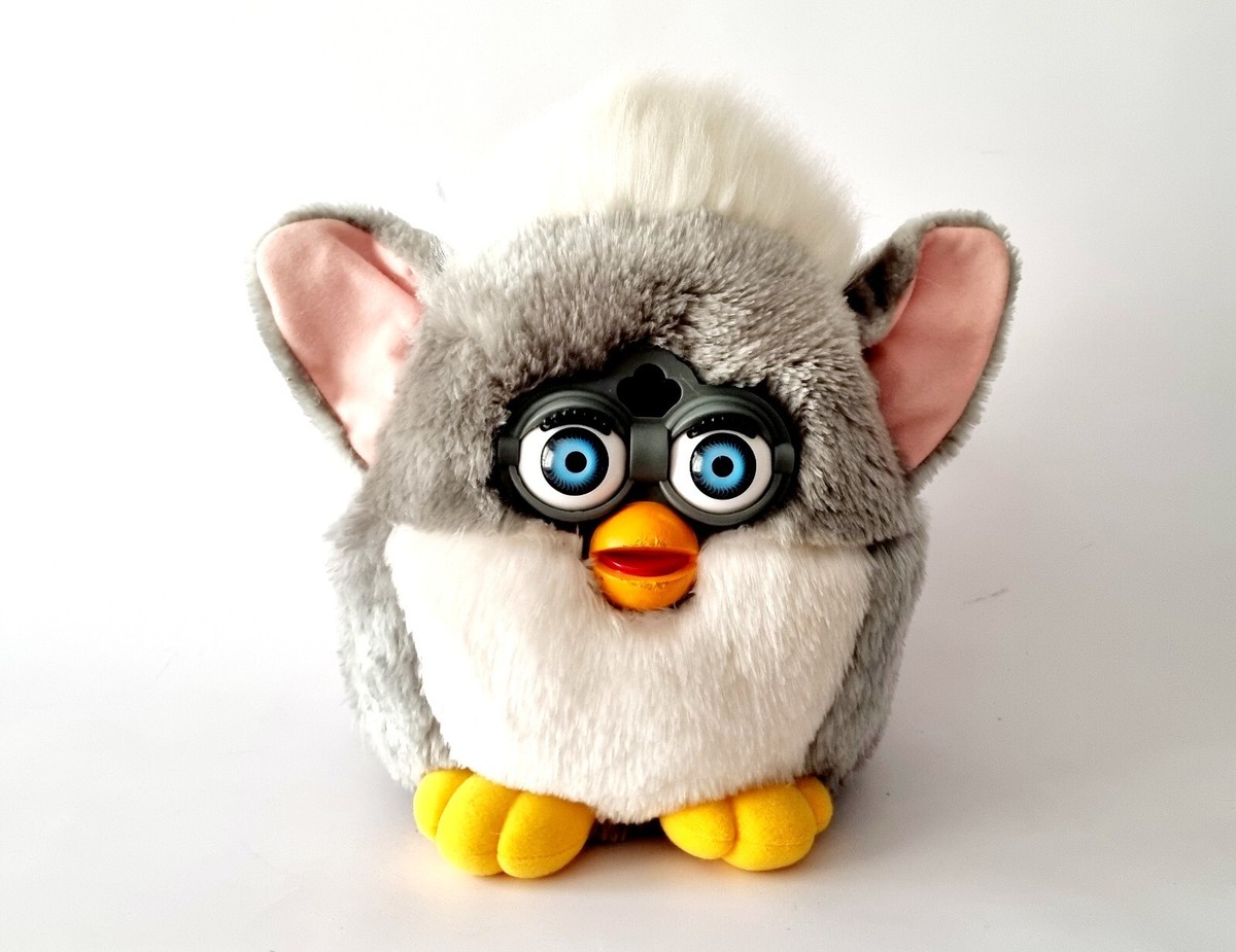 Furby talking backpack grey and white Hasbro furby bag adjustable