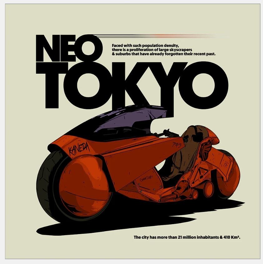 Akira Neo Tokyo Kaneda Bike Anime Manga Movie Film Poster Print