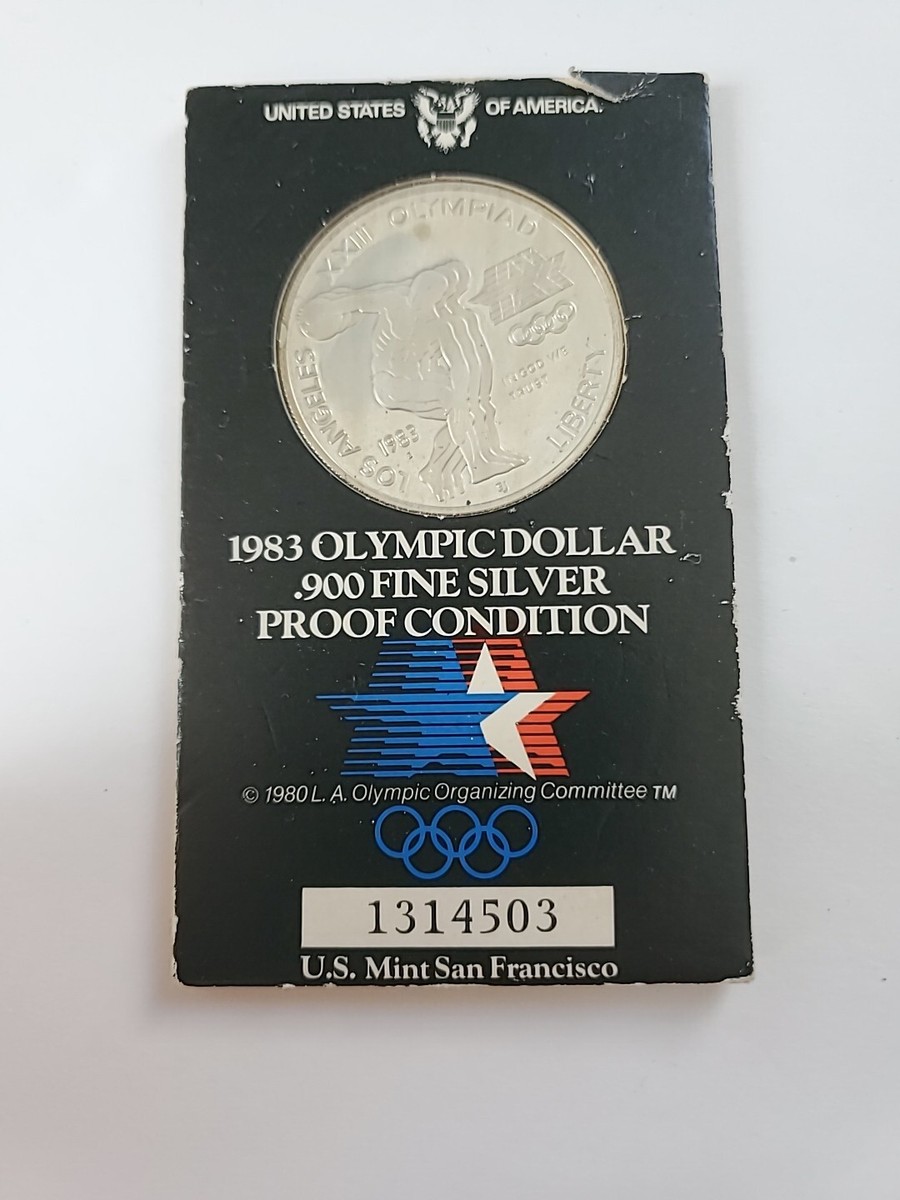 ☆1983 OLYMPIC DOLLAR .900 FINE SILVER PROOF CONDITION☆em74