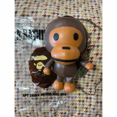 BAPE A BATHING APE BABY MILO PLUSH DOLL CHAIN SHOULDER BAG leather