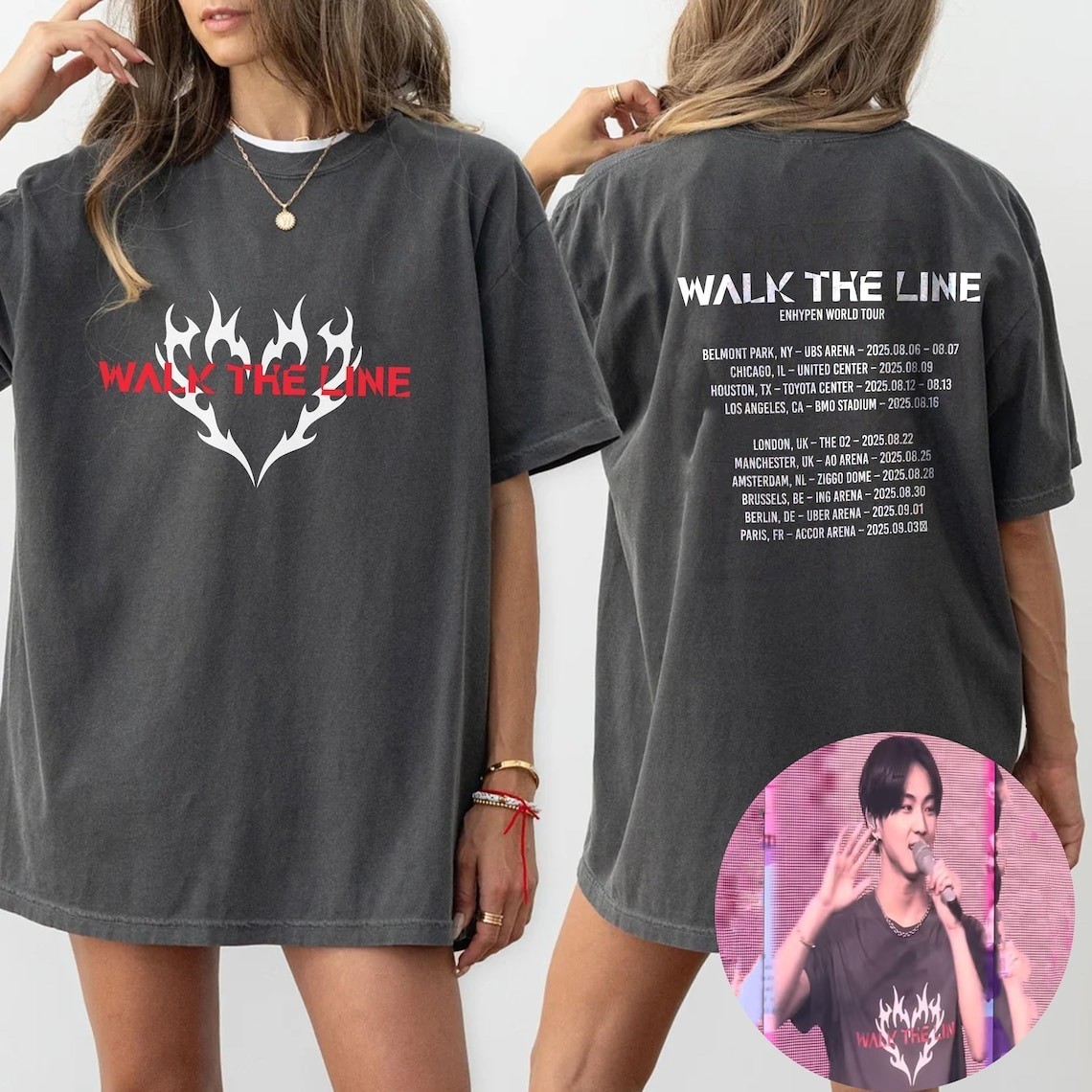 HOT!! Enhypen Walk The Line Tour T-Shirt Kpop Concert Merch | eBay