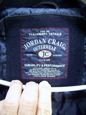 JORDAN CRAIG Pea Coat Adult 2XL XXL Black Thick Wool Blend Long