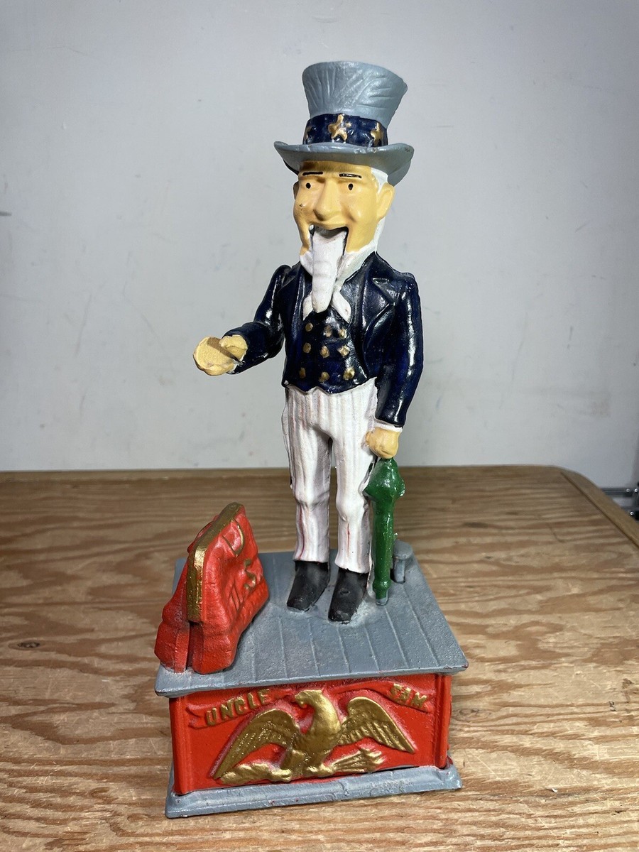 Cast Iron Uncle Sam Coin Bank Reproduction Made In Taiwan | eBay