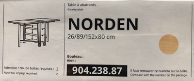 Brand New IKEA NORDEN Gateleg Table Birch 152x80 cm (59 ⅞x31 ½