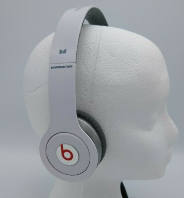 Beats Solo HD Monster Headphones Dr. Dre Wired White Red Cord
