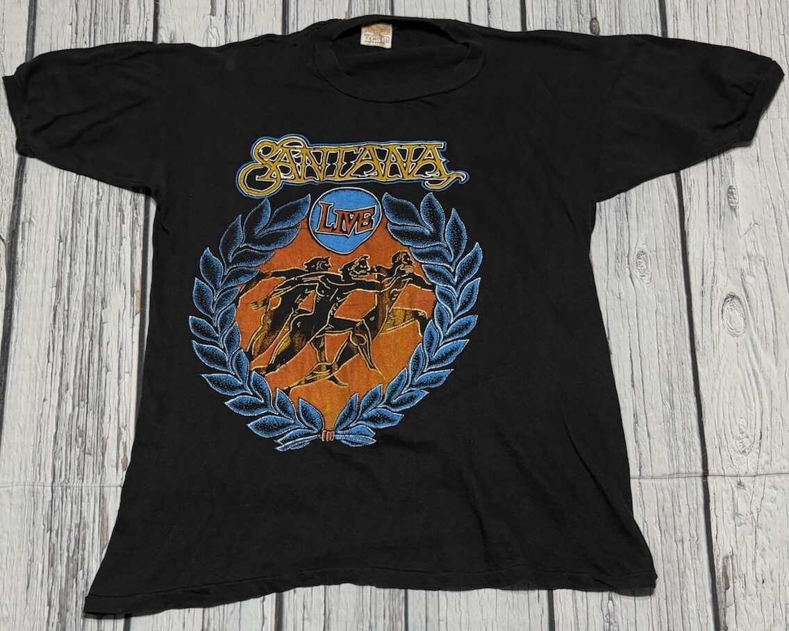 Vintage Carlos Santana In Concert 70s Ringer T-Shirt Rare Double