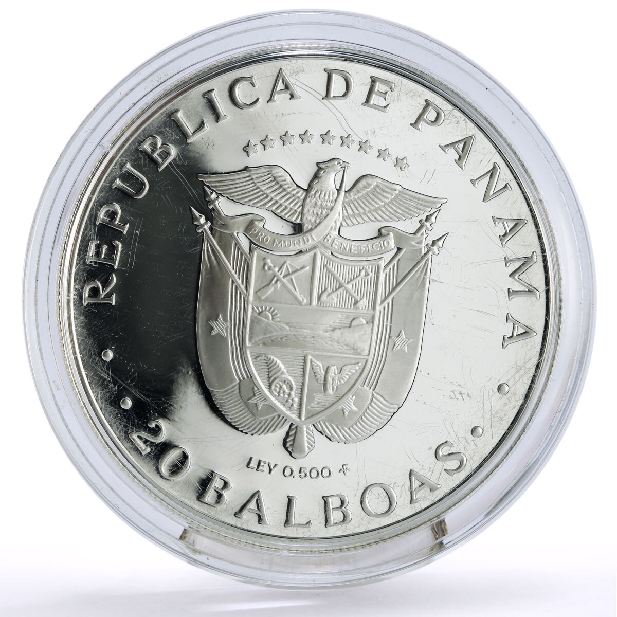 Panama 20 balboas Simon Bolivar 200th Birth Politics proof silver