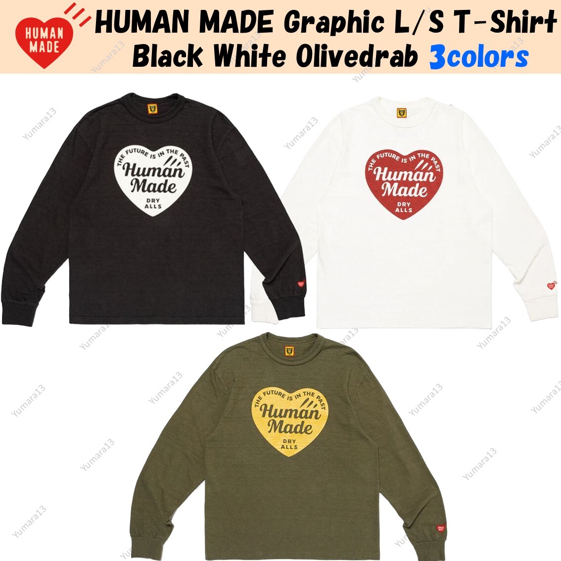 HUMAN MADE Graphic L/S T-Shirt Black White Olivedrab 3colors | eBay