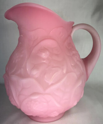 Fenton Art Glass Rose Satin 36 oz Pitcher Water Lily 1976 - 1977