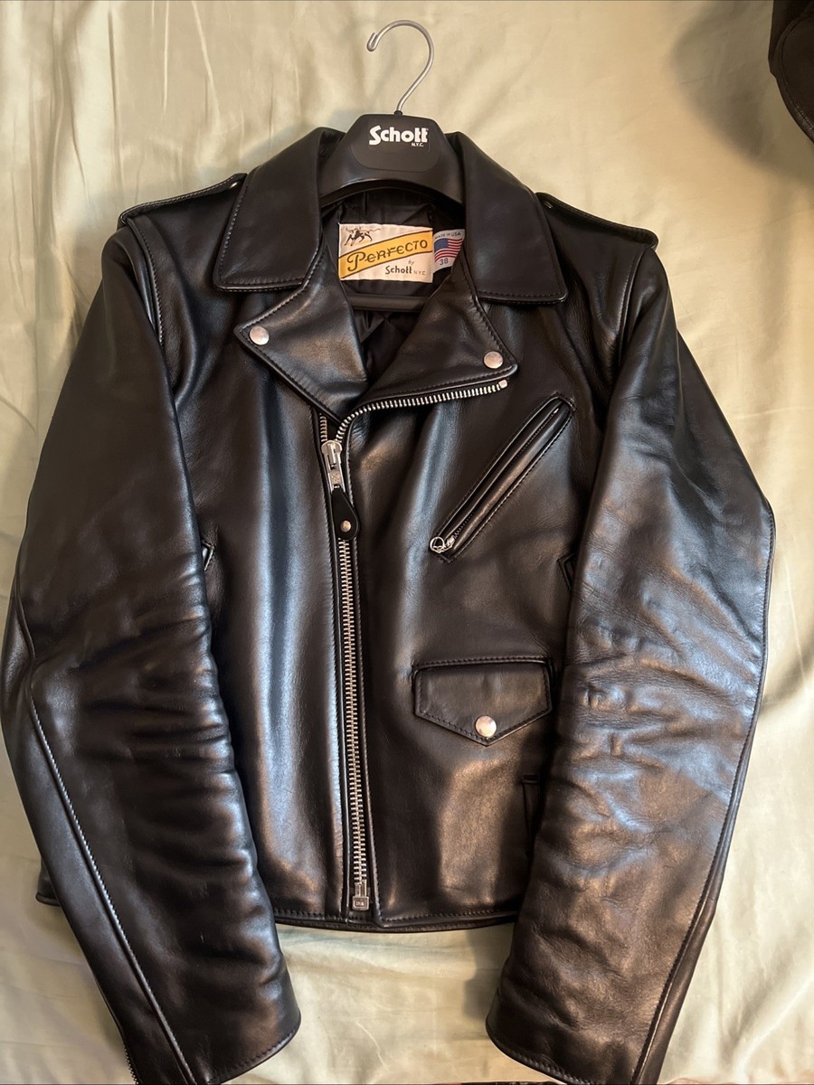 Schott 613 Perfecto Men's Leather Motorcycle Jacket Size 38, Made