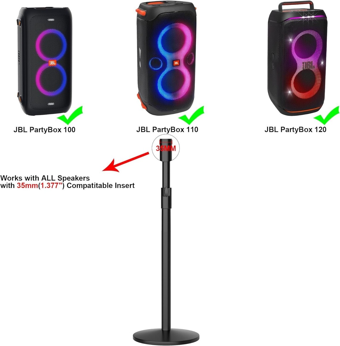 All Metal Construction Speaker Stand for JBL Partybox,Height