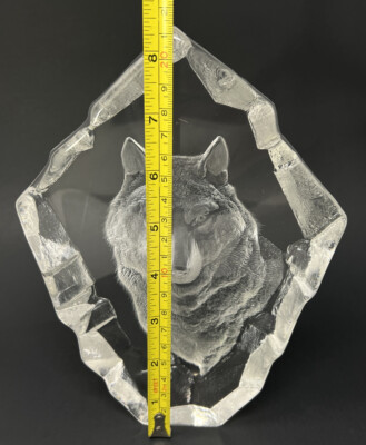 Mats Jonasson Full Lead Crystal Sweden Lone WOLF Art Glass