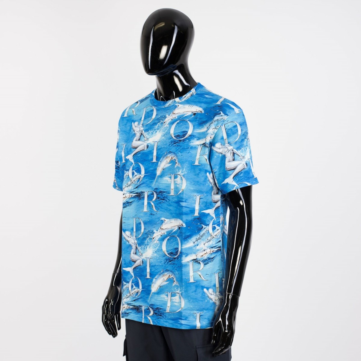 DIOR 850$ Crewneck Tshirt - Blue Cotton Jersey With SORAYAMA
