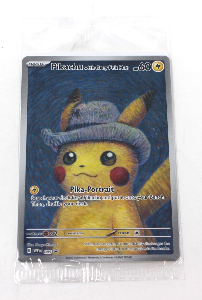 psa6】ゴッホピカチュウ 085 grey hat Pikachu with Grey Felt Hat x