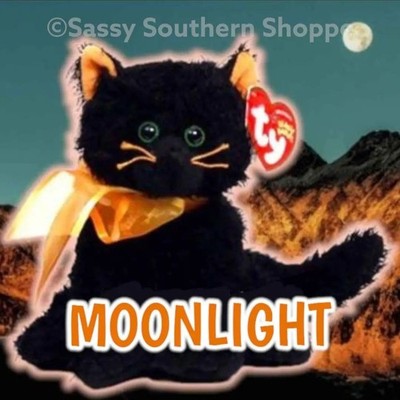 🌜MOONLIGHT🌛 2005 Ty Beanie Babies Fuzzy Halloween Black CAT Baby