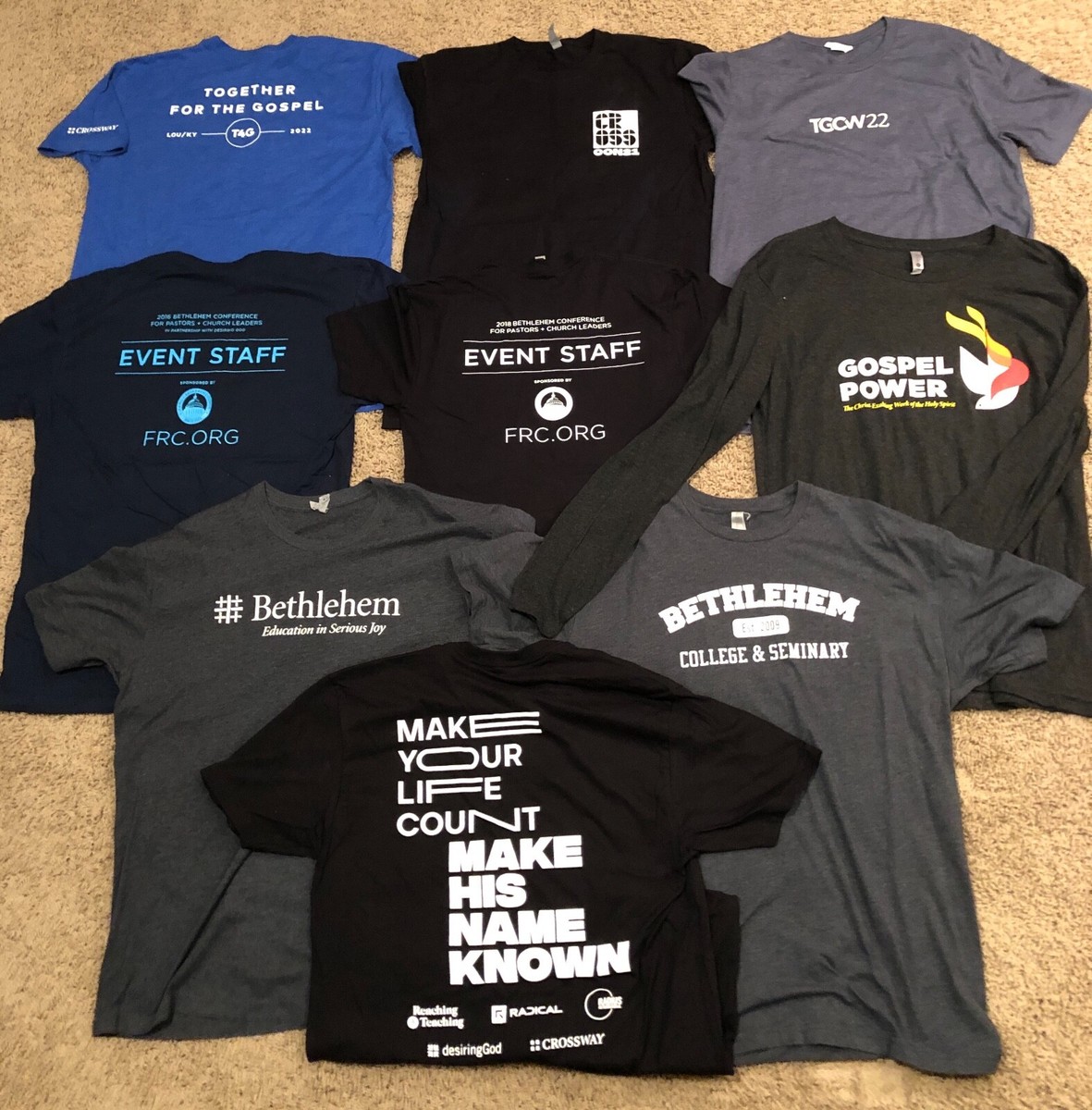 Christian Event Staff t-shirts - Cross Con, T4G , TGCW, BCS PasCon