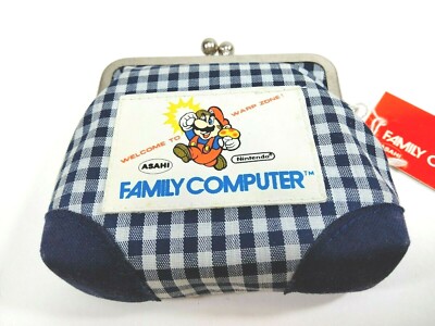80s Famicom / Super Mario Purse Blue - Coin Pouch Asahi Nintendo