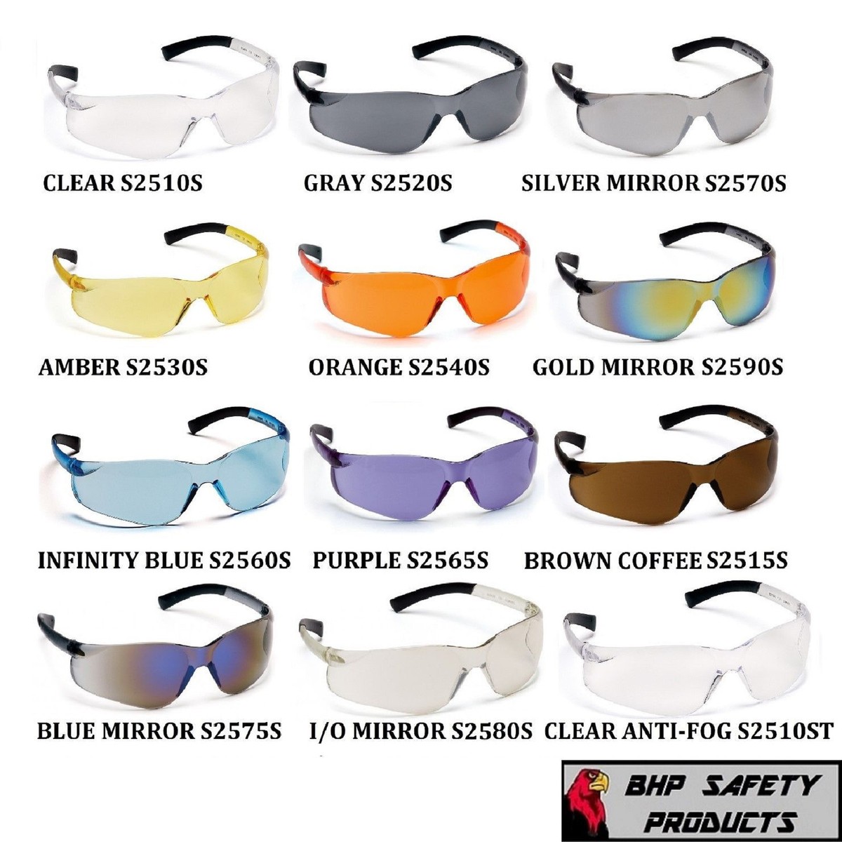 PYRAMEX ZTEK SAFETY GLASSES ANSI Z87.1+ COMPLIANT CHOOSE YOUR