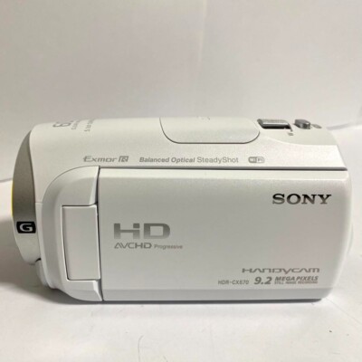 SONY HDR-CX670 HD Digital Video Camera White Wi-Fi 25.1MP Handycam