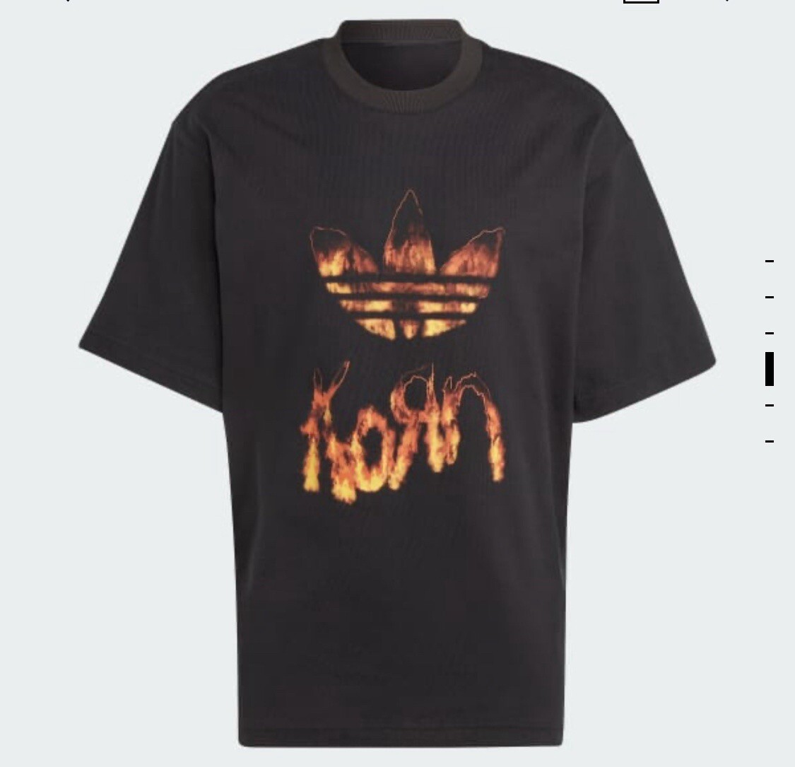 Sz XS Adidas x Korn 30th Anniversary Fire Flame Graphic Tee Shirt